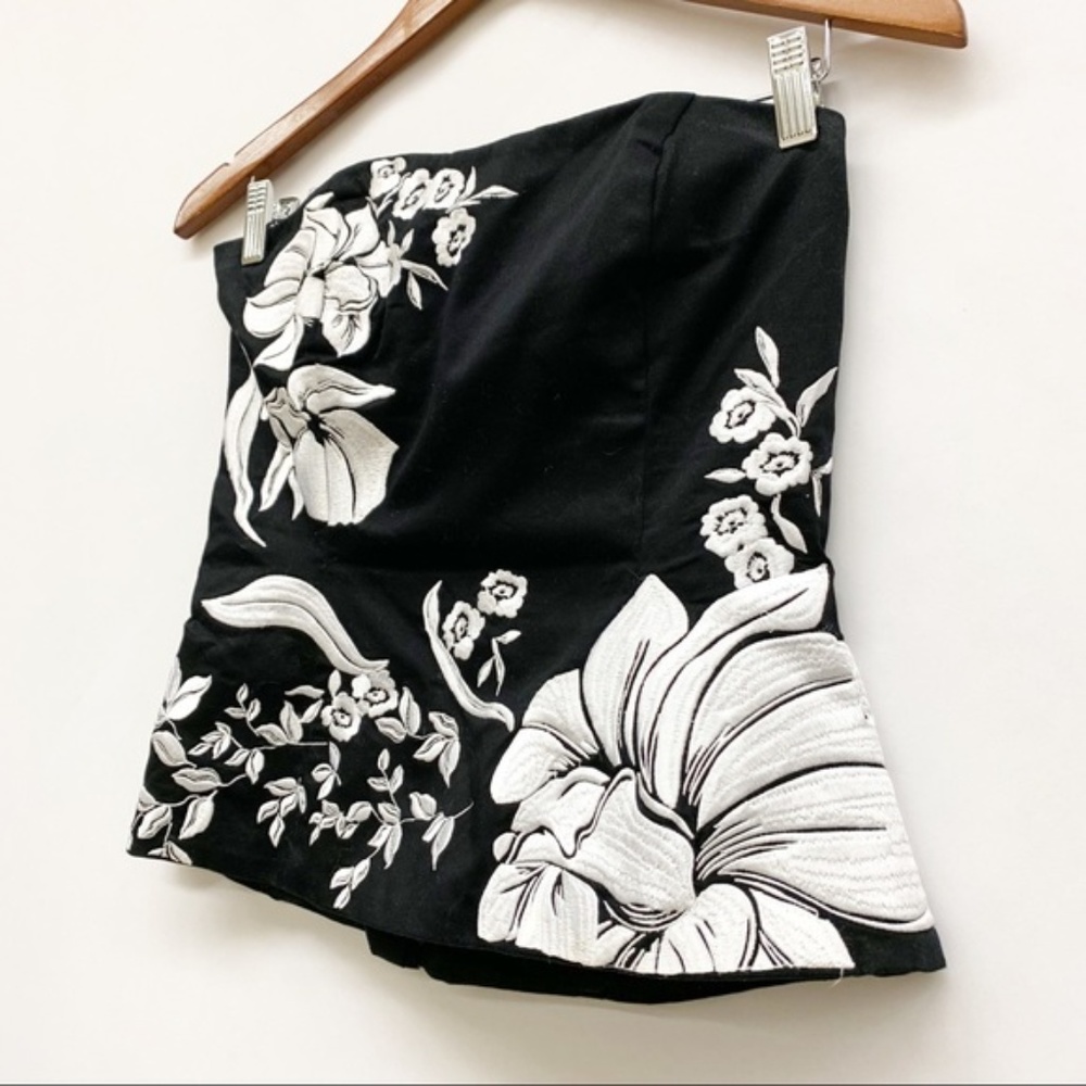 WHBM Black White Floral Bustier Top 4 - Picture 3 of 6